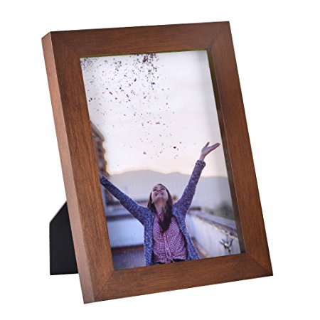 4x6 inch Picture Frame Made of Solid Wood High Definition Glass for Table Top Display and Wall mounting photo frame Brown