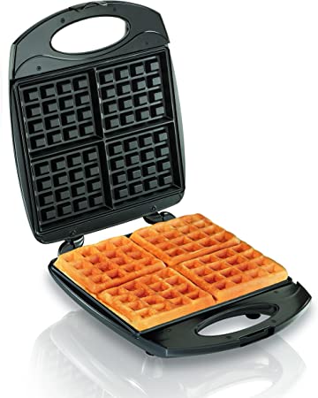 Hamilton Beach 26020C 4-Slice Belgian Waffle Maker, Black and Stainless Steel