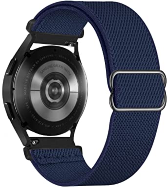 GBPOOT Nylon Straps Compatible with Samsung Galaxy Watch 4 40mm 44mm/Watch 4 Classic 42mm 46mm/Watch 4 Classic LTE 46mm,Elastic Fabric Breathable Replacement bands,Pure Navy Blue