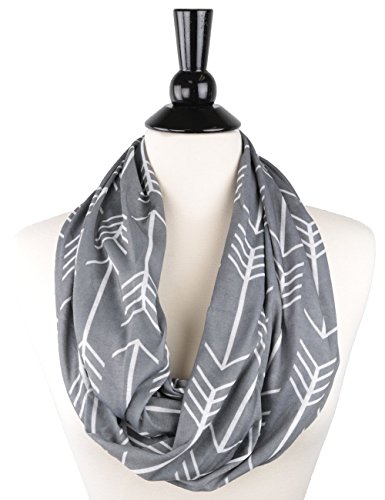 Womens Arrow Patterned Infinity Scarf with Zipper Pocket, Summer Fashion Scarves