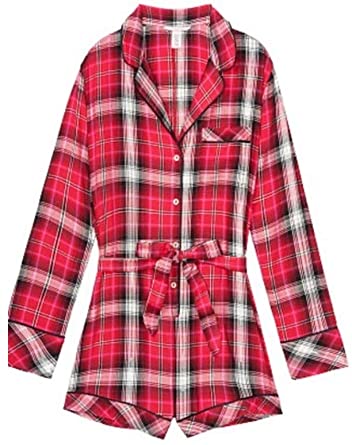 Victoria's Secret Women's Flannel Tie Romper Pajama Loungewear