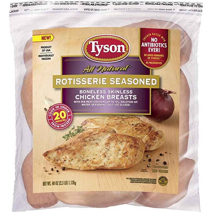 Tyson Rotisserie Seasoned Chicken Breasts, 2.5 lb (Frozen)
