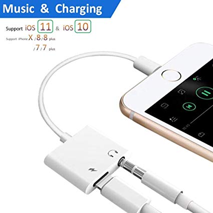 Adapter 3.5mm Aux Headphone Jack Adaptor Charger for Phone 8/8Plus Phone7/7Plus Phone X/10,KOROMU 2 in 1 Earphone Audio Connector Jack Splitter Cable Accessories
