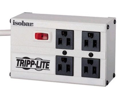 Tripp Lite Isobar 4 Wide Spaced Outlet Surge Protector Power Strip 6ft Cord Right Angle Plug IBAR4