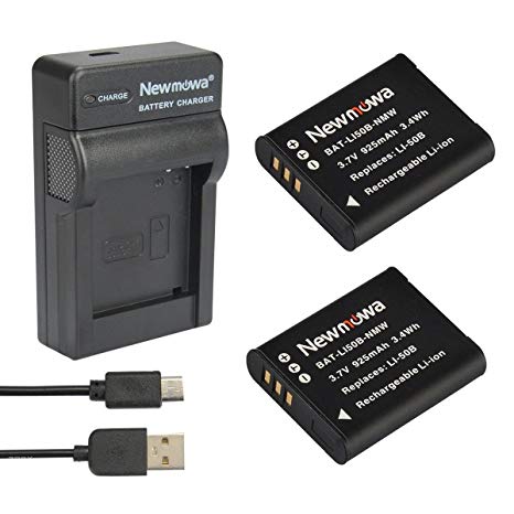 Newmowa Li-50B Battery (2-Pack) and Portable Micro USB Charger kit for Olympus LI-50B and Olympus SZ-10, SZ-12, SZ-15, SZ-16 iHS, SZ-20, SZ-30MR, SZ-31MR iHS, TG-610, TG-630 iHS, TG-810, TG-820, TG-830 iHS, TG-850 iHS, TG-860, TG-870, VR-340, XZ-1, XZ-10, XZ-16 iHS Digital Camera   More!! (2 batteries   1 charger)