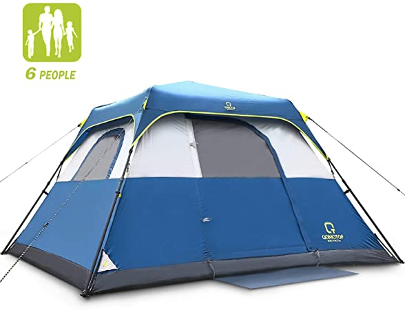 QOMOTOP Camping Tents, 4/6/8/10 Person Instant Set Up Within 1 Minute Tent Equipped with Rainfly and Carry Bag, Water-Proof Pop up Tent with Electric Cord Acess