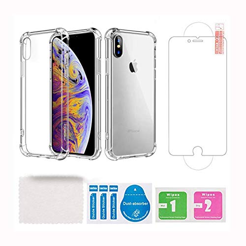 iPhone6/6s case,Bumper Premium Transparent Clear case 2 in1 Glass Screen Protector Anti-Yellow,Shock Absorption 6S Phone case