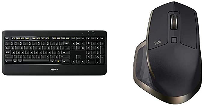 Logitech K800 Wireless Illuminated Keyboard — Backlit Keyboard, Fast-Charging, Dropout-Free 2.4GHz Connection & MX Master Wireless Mouse –High-Precision Sensor,Speed-Adaptive Scroll Wheel - Meteorite