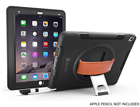 New Trent iPad Pro 10.5 Gladius Elite Rugged Case with Apple Pencil storage compartment 360° rotatable viewing retractable kickstand & leather hand strap for Apple iPad Pro 10.5