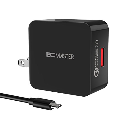 Wall Charger, BC Master 18W USB Travel Charger with Quick Charge QC 2.0, Charger Adapter with Foldable Plug for iPhone, iPad, Samsung Galaxy, External Batteries and More,Black
