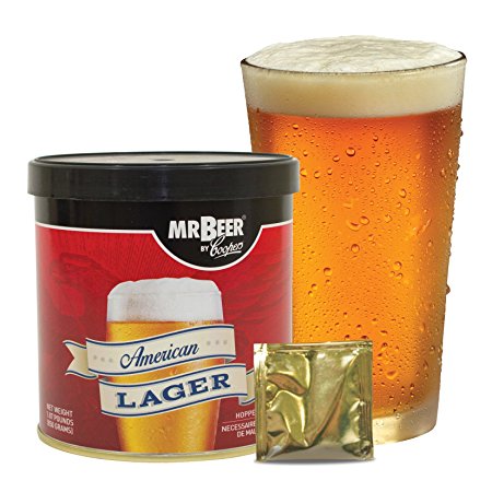 Mr. Beer American Lager 2 Gallon Homebrewing Craft Beer Making Refill Kit with Sanitizer, Yeast and All Grain Brewing Extract Comprised of the Highest Quality Barley and Hops