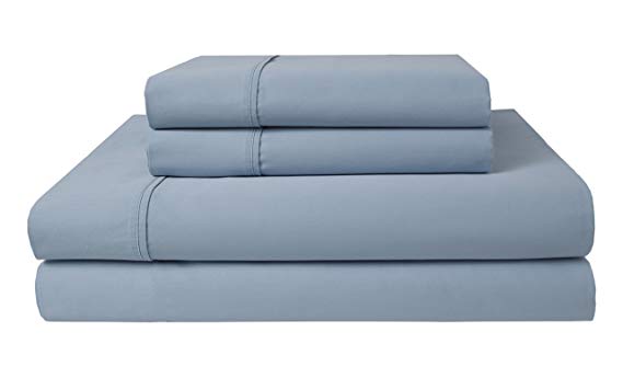 Elite Home Products 300 Thread Count Organic Cotton Deep-Pocketed Sheet Set, Full, Ice Blue