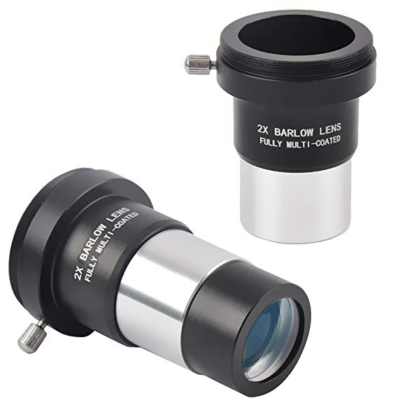 Gosky 1.25 -Inch Universal T Adapter / 2X Barlow Lens - With Multi-Coated Green Lens - Blackened Inside Tube - Can be used as a Telescope Camera T adapter for Astronomy Photography