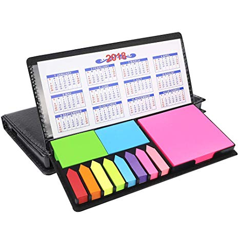 JPSOR 2 Pcs Colored Sticky Note Sets, Self-Stick Note Box Sets and Page Markers Index Tabs Flags with Two Year Calendar, Great Gift for Students or Teachers