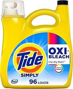 Tide Simply Oxi Boost   Bleach Alternative Laundry Detergent Soap, Safe on Colors, Whitens, Brightens, Line Dry Fresh Scent, 137 fl oz, 96 Loads