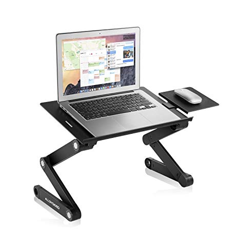 Laptop Table Stand Adjustable Riser, Notebooks Cozy Desk with Ergonomic Mouse Pad and Fans, Lightweight Ultrabook MacBook TV Bed Aluminum Mount, Stand up Workstation