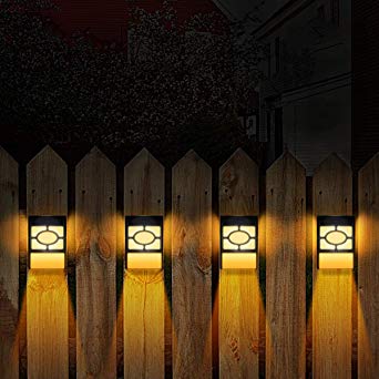 Briignite Solar Deck Lights, LED Outdoor Wall Mount Fence Post Lights, 2 Modes Warm White& RGB Color Changing Decorative Light for Outdoor Deck, Patio, Stairs, Yard, Driveway, Pathway, Pack of 4