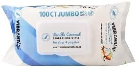 Vibrant Life 100 CT Jumbo Vanilla Coconut Deodorizing Wipes for Dogs & Puppies