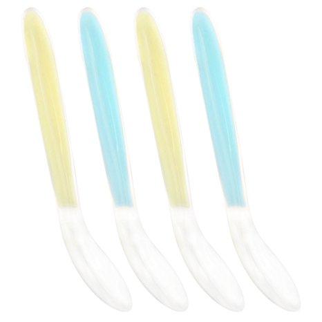 Honeypie Soft Tip Baby Spoon, Silicone Infant Spoons for First Stage Feeding (4 Pack) (Blue & Yellow)