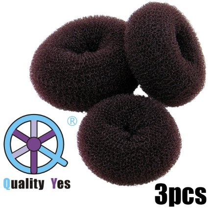 QY 3PCS Hair Mesh Chignon Donut To Make The Most Charming Hair Bun, Small Medium And Large Size, Dark Brown Color