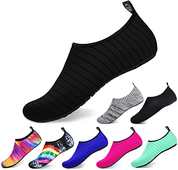 semai Water Shoes Quick-Dry Swimming Socks, Non-Slip Soft Beach Shoes Barefoot Water Sports Shoes Breathable Aqua Socks for Women Men Kids, Elastic Easy-fit Footwear for Beach Swimming Yoga Diving