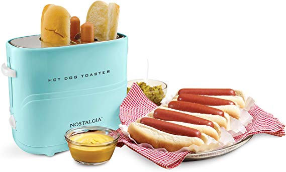 Nostalgia HDT600AQ Pop Up Hot Dog Toaster, 2 Dog & Bun, Aqua