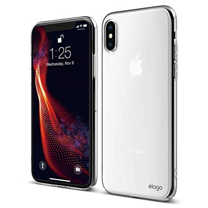 elago Slim Fit Series iPhone XS case [Crystal Clear] - [Full Covered][Scratch & Minor Drop Protection][Support Wireless Charging][Matte Finish] Compatible with iPhone XS (2018), iPhone X (2017)