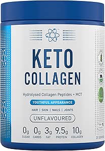 Applied Nutrition Keto Collagen Protein - Keto Protein Powder with MCT, Ketogenic & Paleo Diet, Zero Sugar & Carbs, Healthy Skin, Hair, Nails (Unflavoured) (325g - 25 Servings)