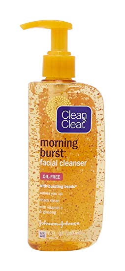 Clean & Clear Morning Burst Oil Free Facial Cleanser with Brightening Vitamin C, Ginseng, and Bursting Beads, Gentle Daily Face Wash for All Skin Types, Vitamin C Brightening Facial Cleanser, 8 oz
