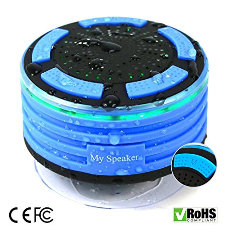 Shower Radio Speakers with Subwoofer, Acekool IPX7 Waterproof Bluetooth Shower Speaker Wireless Portable Mini Speakers with Sucker for ANY BLUETOOTH DEVICE for Bathrooms, Bedrooms, Indoors and Outdoors (Blue)