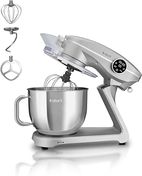 Instant Pot Stand Mixer Pro,600W 10-Speed Electric Mixer with Digital Interface,7.4-Qt Stainless Steel Bowl,From the Makers of Instant Pot,Dishwasher Safe Whisk,Dough Hook and Mixing Paddle,Silver