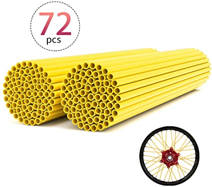 JFG RACING Spoke Skins,72Pcs Yellow Dirt Bike Spoke Covers For 8"-21" Rims DRZ400 DRZ400SM RM125 RM250,Wheel Rims Wraps Pipe Trim Universal for Motorcycle Bicycle Wheelchair Decoration