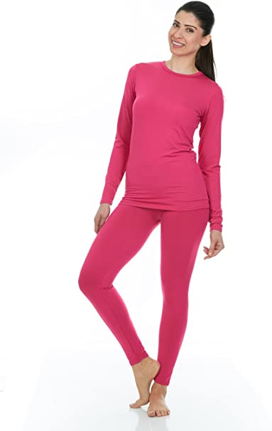 Thermajane Women's Ultra Soft Thermal Underwear Long Johns Set with Fleece Lined