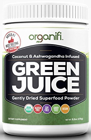 Organifi - Green Juice Super Food Supplement (270g) 30 Day Supply. USDA Organic Vegan Greens Powder by Organifi (270g Jar (30 Servings))