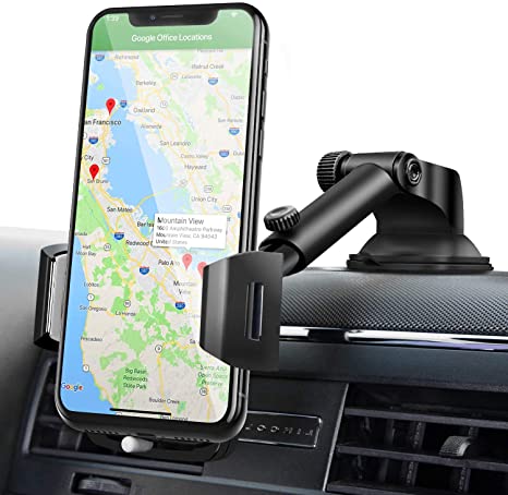 Car Phone Mount, Amoner U Car Phone Holder, Universal Long Neck Phone Holder for Car , Washable Strong Sticky Gel Pad Compatible iPhone 11 pro/max,X,XS,XR,8/7/6 Plus,Galaxy S20,10,9,8,Google Nexus