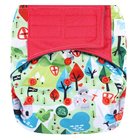 HappyEndings Contoured"Day or Night" All in One AIO Hook and Loop Cloth Diaper ( Pocket)"Knight's Quest"