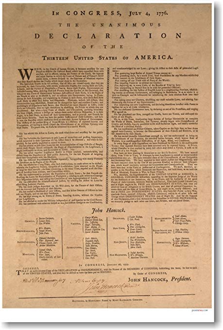 1776 U.S. Declaration of Independence - Poster