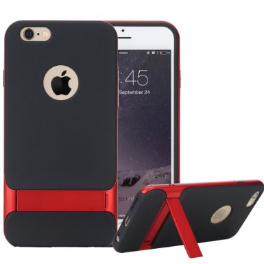 iPhone 6/6s 4.7"Inch Case, ROCK® [Royce Stand] Anti-scratch Protection Ultra Thin Fit Dual Layered Heavy Duty Armor Hybrid Hard PC   Soft TPU Shell W/Stand Case for Apple iPhone 6/6s - Red/Black