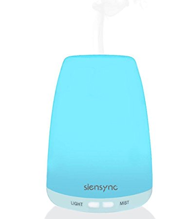Essential Oil Diffuser, Siensync(TM) 100ML Ultrasonic Cool Mist Humidifier Timer Setting Waterless Auto Shut-off Aroma Diffuser with 7 Color LED Lights for Office, Home