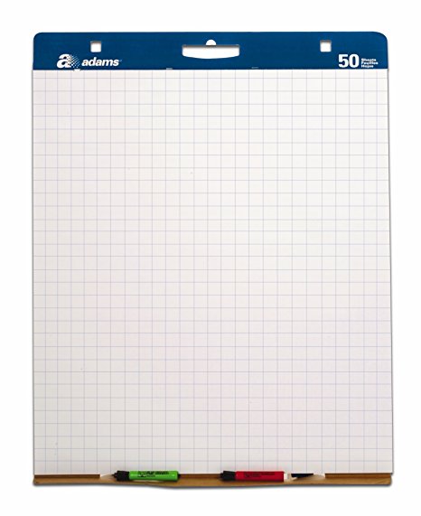 Adams Grid Easel Pad, 1 Inch Grid Lines, 27 x 35.25 Inch, White (EP927342M)