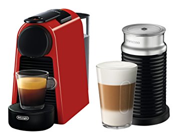 Delonghi EN85RAECA Nespresso Essenza Mini Espresso Machine by De'Longhi with Aeroccino, Ruby Red