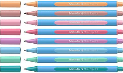 Schneider Slider Edge Pastel XB Ballpoint Pen, Triangular Pen with XB (extra broad) Line Width 8 Stück pastel