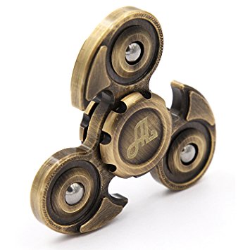 Fidget Spinner Metal, Alquar Ancient Eagle Pure Copper Tri Hand Spinner, Customized Professional Spinner Bearing Quiet Smooth Spin, Luxury Wooden GiftBox Set
