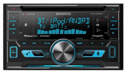 Kenwood DPX592BT Double-DIN In-Dash Car Stereo with High Resolution Audio Compatibility/iHeartRadio/