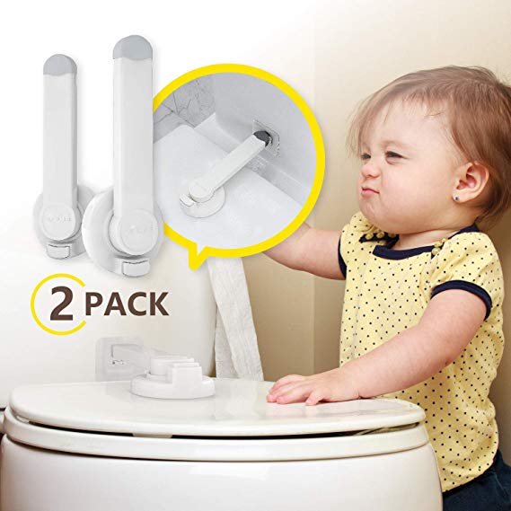 Baby Proofing Toilet Lock [2 Pack] Upgraded Gapless Pallet Mechanism for Child Safety, Universal Fit for Most Toilet Lid, Toolless 3M Adhesive Intallation with No Damage to Toilet.
