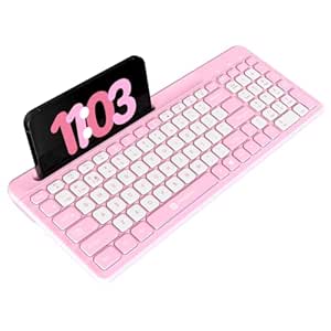 Portronics Bubble Square Wireless Keyboard with Bluetooth   2.4 GHz USB Receiver (Dual Connectivity), Pair 3 Devices Max, Multimedia Hotkeys, for Laptop, PC, Smartphone, Tablet (Pink)