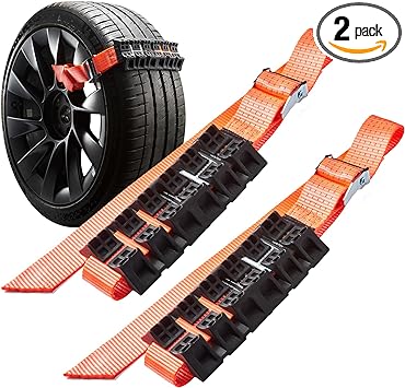 DEDC 2 Pcs Tire Chains Strap, Emergency Anti Slip Traction Device Tire Chains, Adjustable Tire Straps for Stuck Car/Suvs/Trucks/Pickups to Get Unstuck from Snow, Mud & Sand