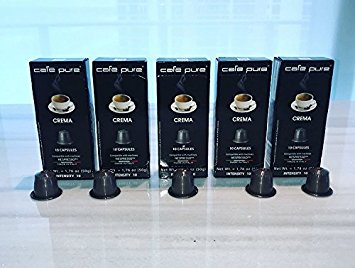 COFFEE NESPRESSO COMPATIBLE Capsules -Cafe Pure- For all NESPRESSO original line Machines, PACK of 10 Pods. 60 Pods. Made in ITALY (60, CREMA/Grey)