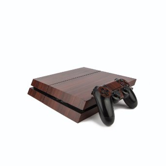 Premium PS4 PlayStation 4 Wood Effect Vinyl Wrap / Skin / Cover for PS4 Console and PS4 Controllers: Dark Mahogany