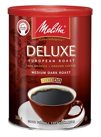 MELITTA European Deluxe, Ground Coffee, 100% Arabica Coffee Beans, Premium Coffee, Kosher Certified, 300 g